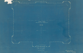 A blueprint of the Library of Congress's Jefferson building