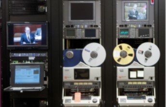 film reel deck and monitors