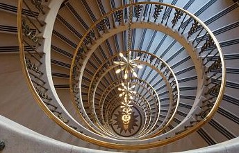 top view of spiraling staircase